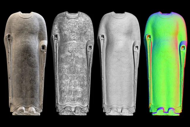 Cosmic Buddha sculpture shown with multiple image effects.